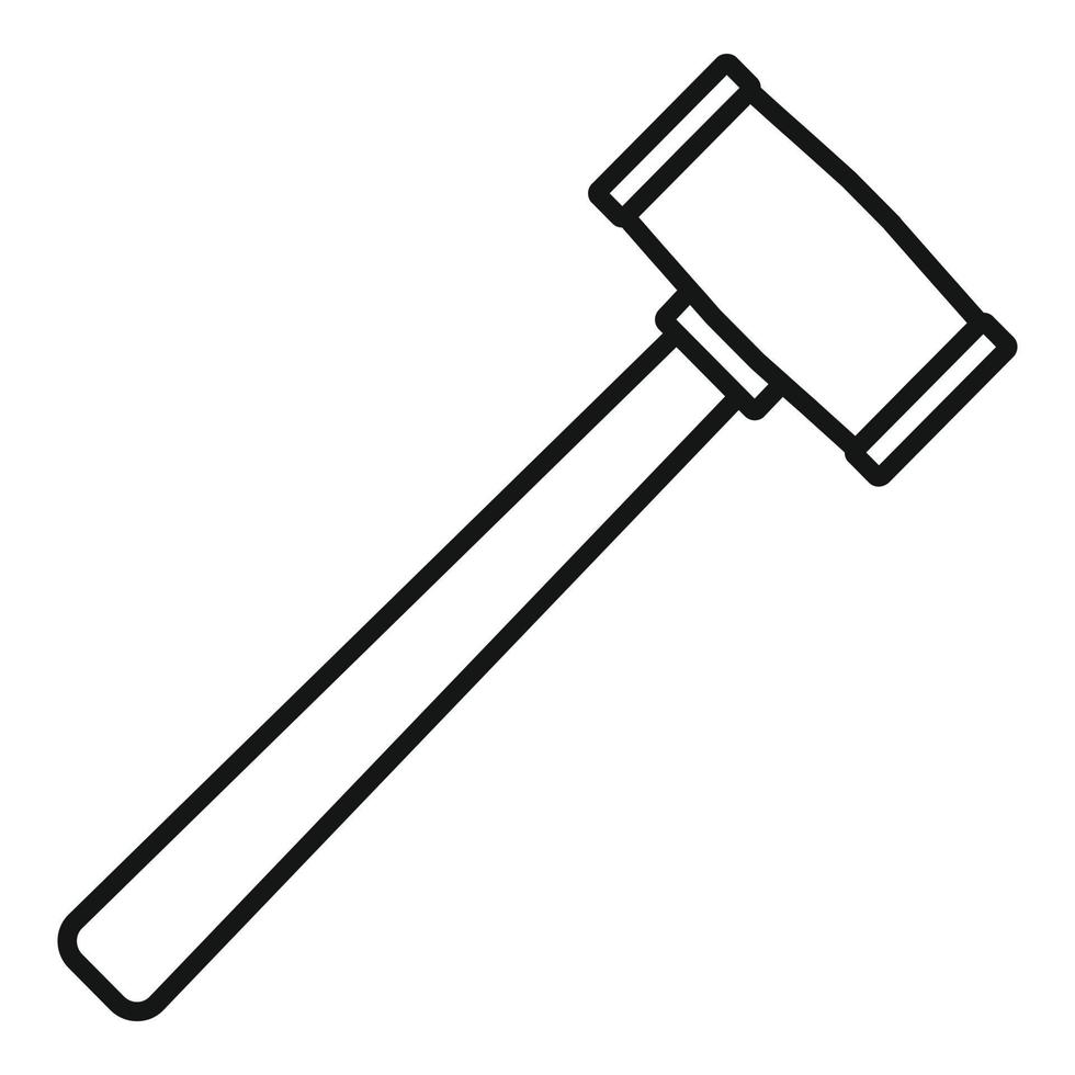 icono de martillo de goma, estilo de contorno vector