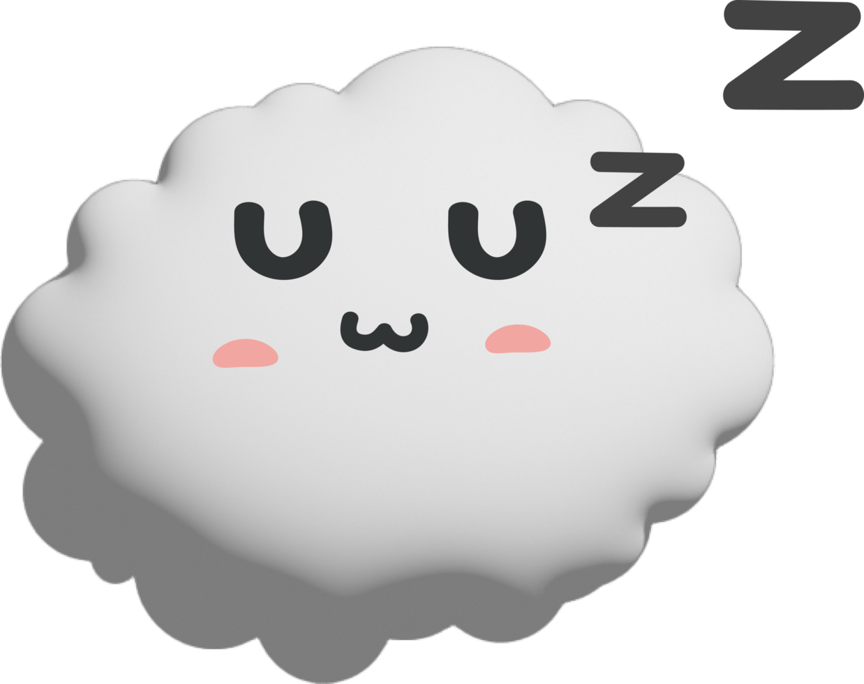 White cloud cartoon character crop-out png