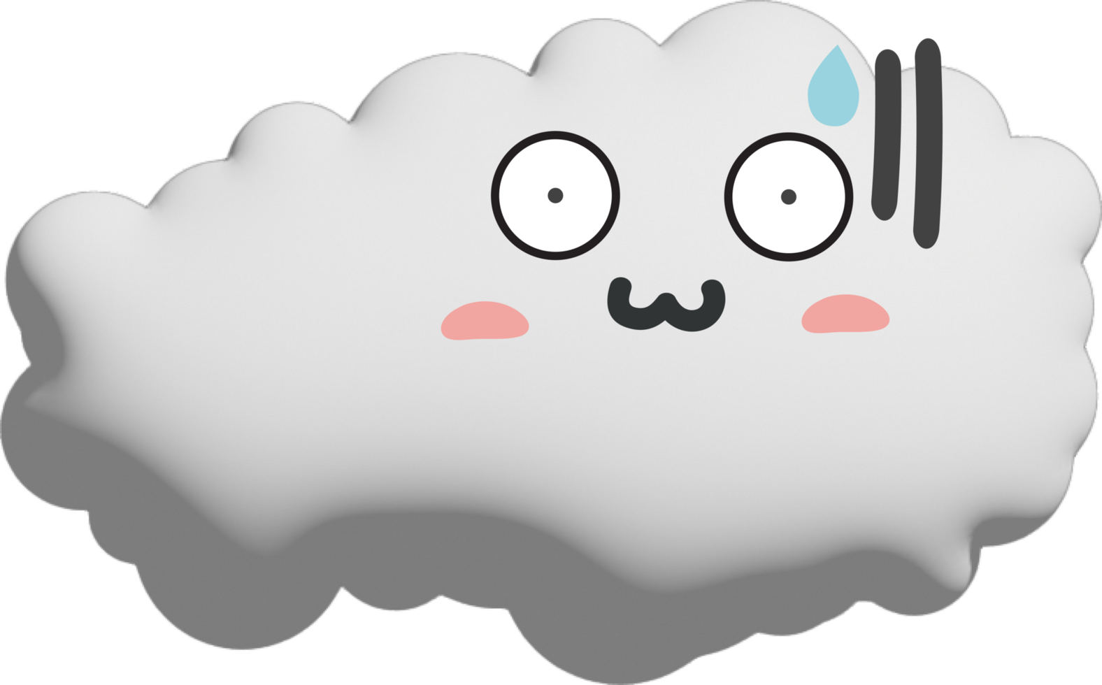 White cloud cartoon character crop-out png