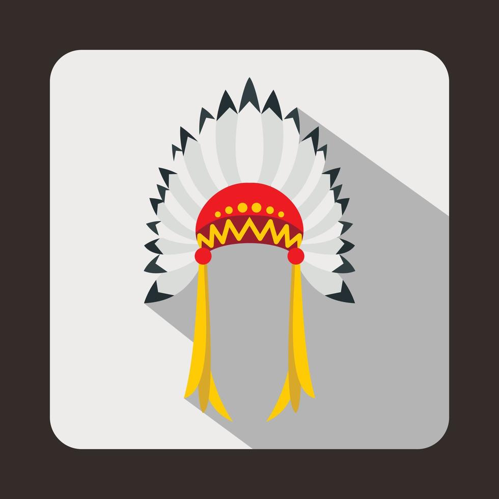 Indian headdress icon, flat style vector