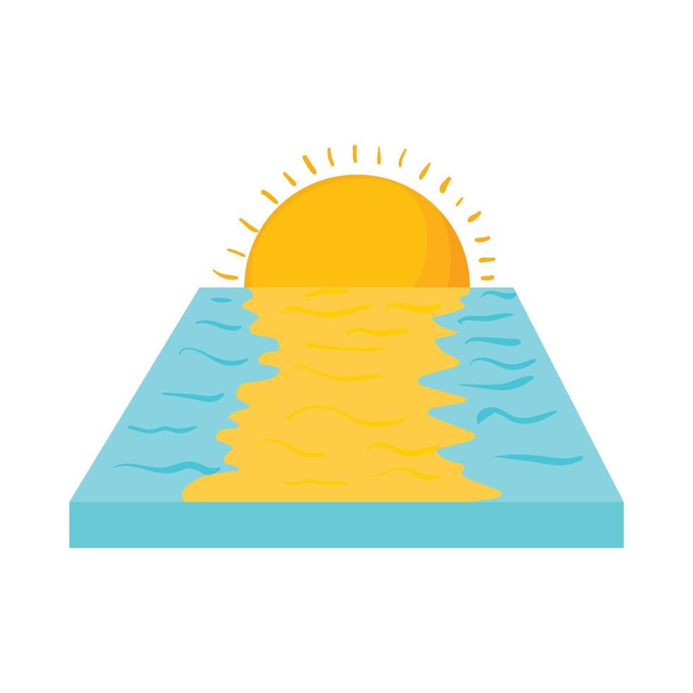 Sea sunset icon in cartoon style vector