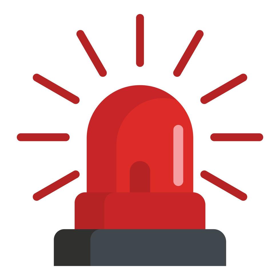 Caution siren icon, flat style vector