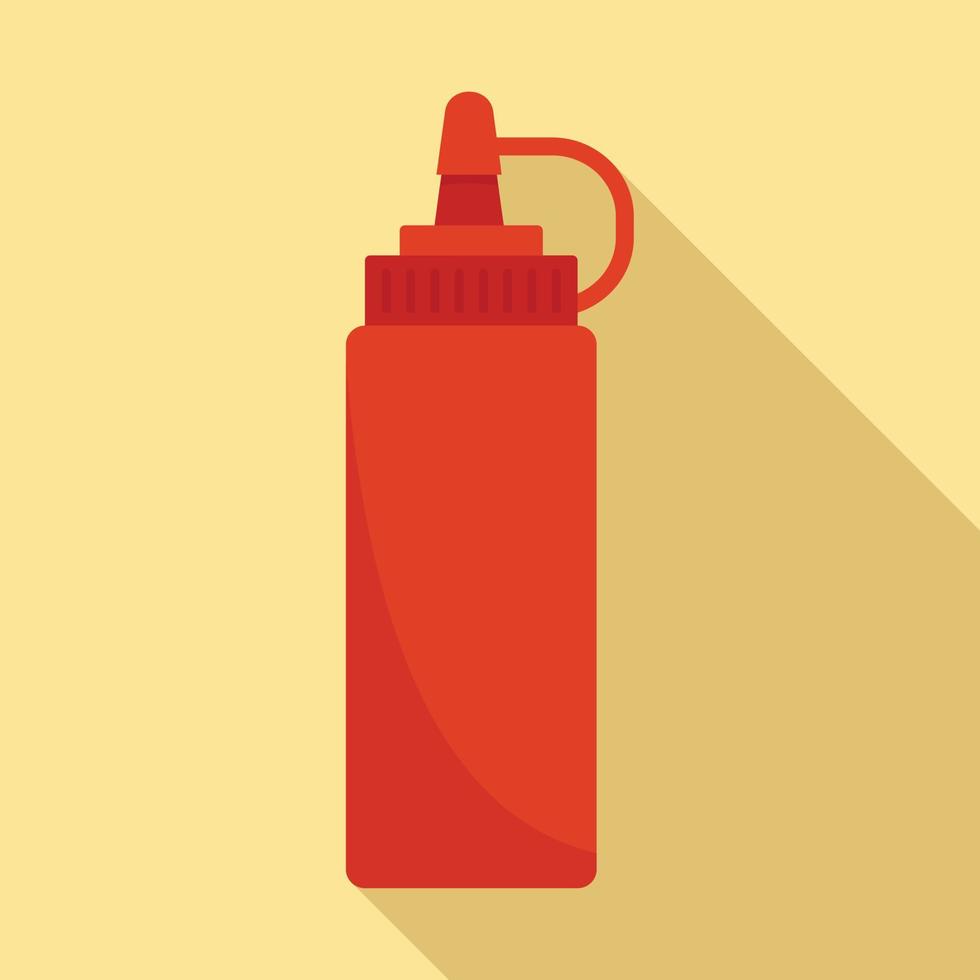 Hot dog ketchup bottle icon, flat style vector