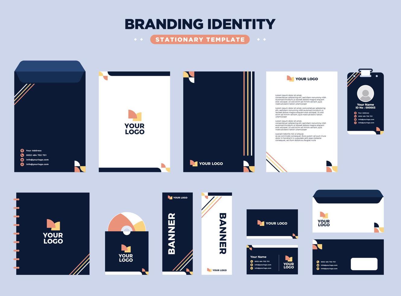 brand identity with different types of logo mockups vector