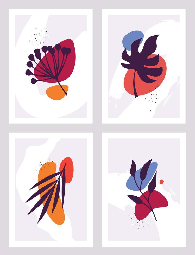 botanicals with abstract shapes for wall decoration vector