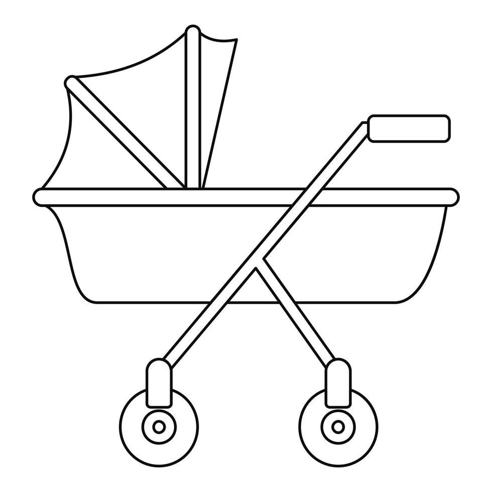 nuevo icono de carro de bebé, estilo de esquema vector