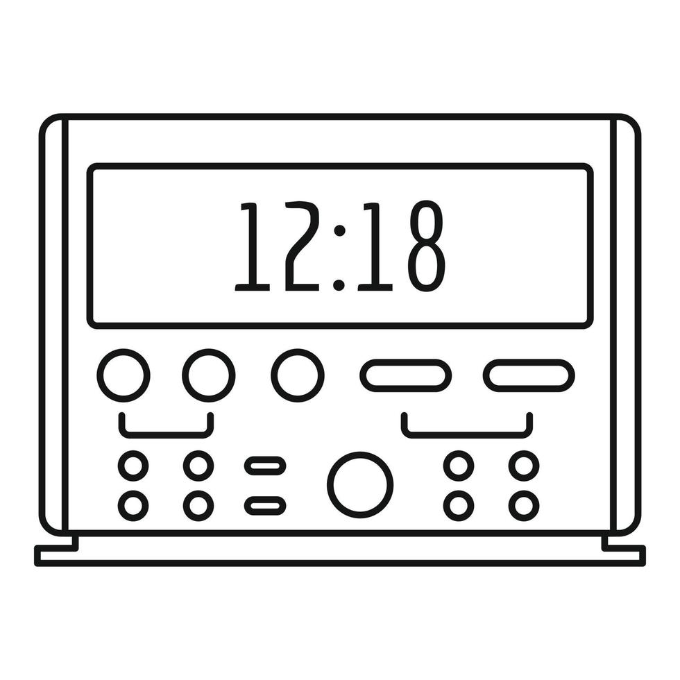icono de reloj digital, estilo de esquema vector