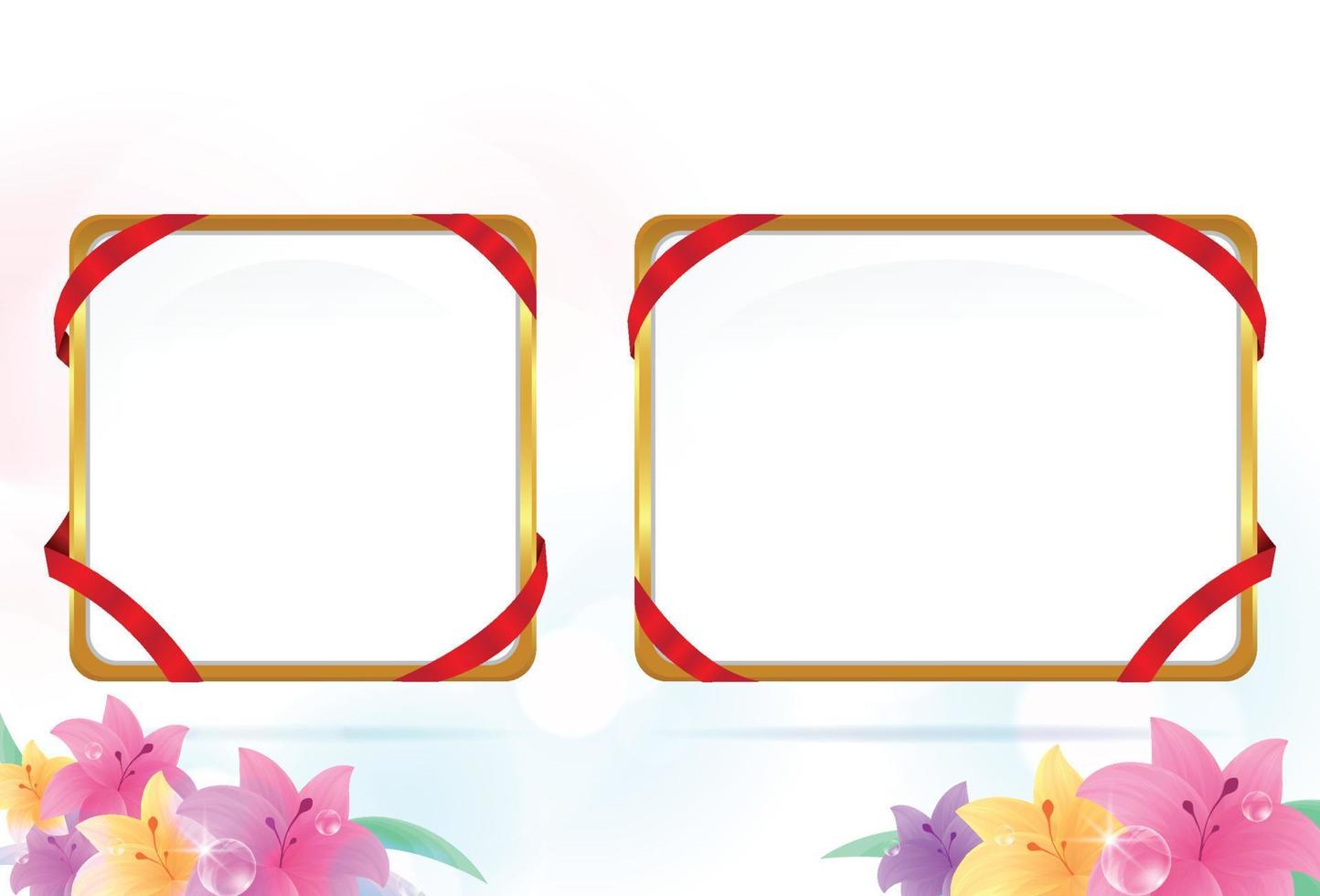 Template glossy floral photo frame vector