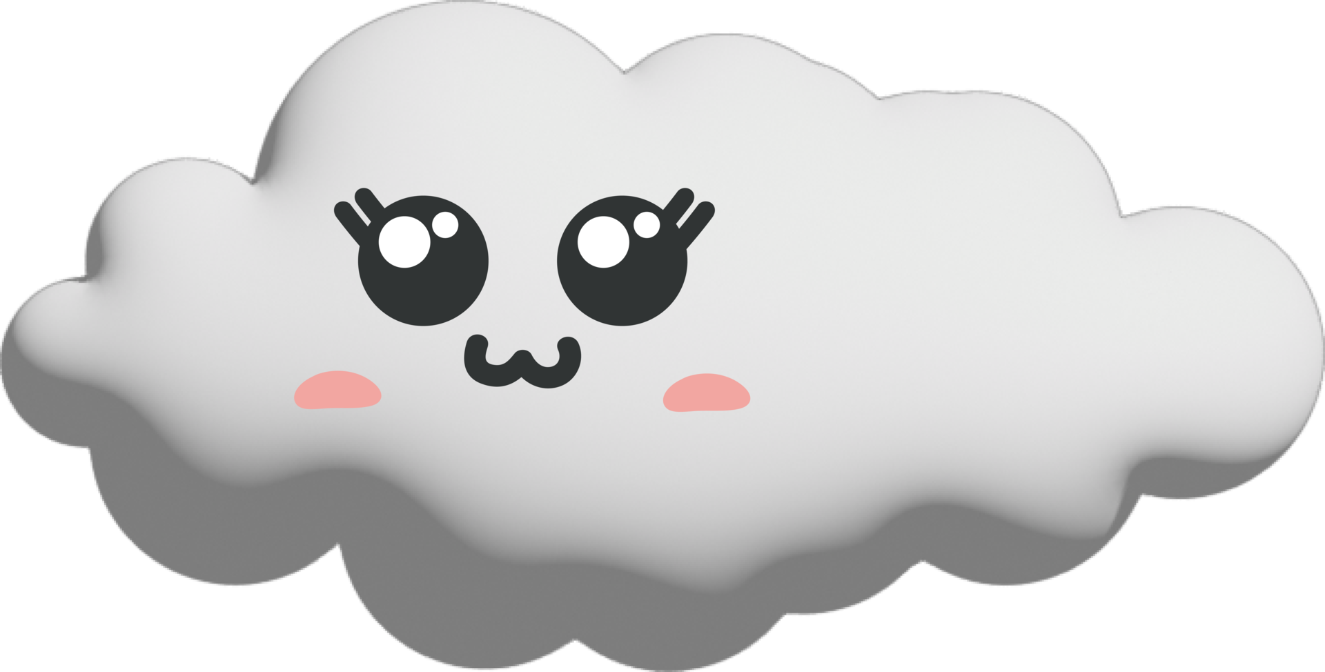 White cloud cartoon character crop-out png