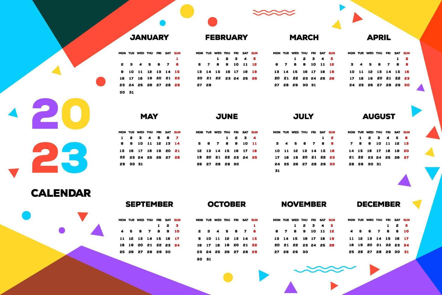 Plantilla de calendario de año nuevo 2023 estilo de diseño moderno vector