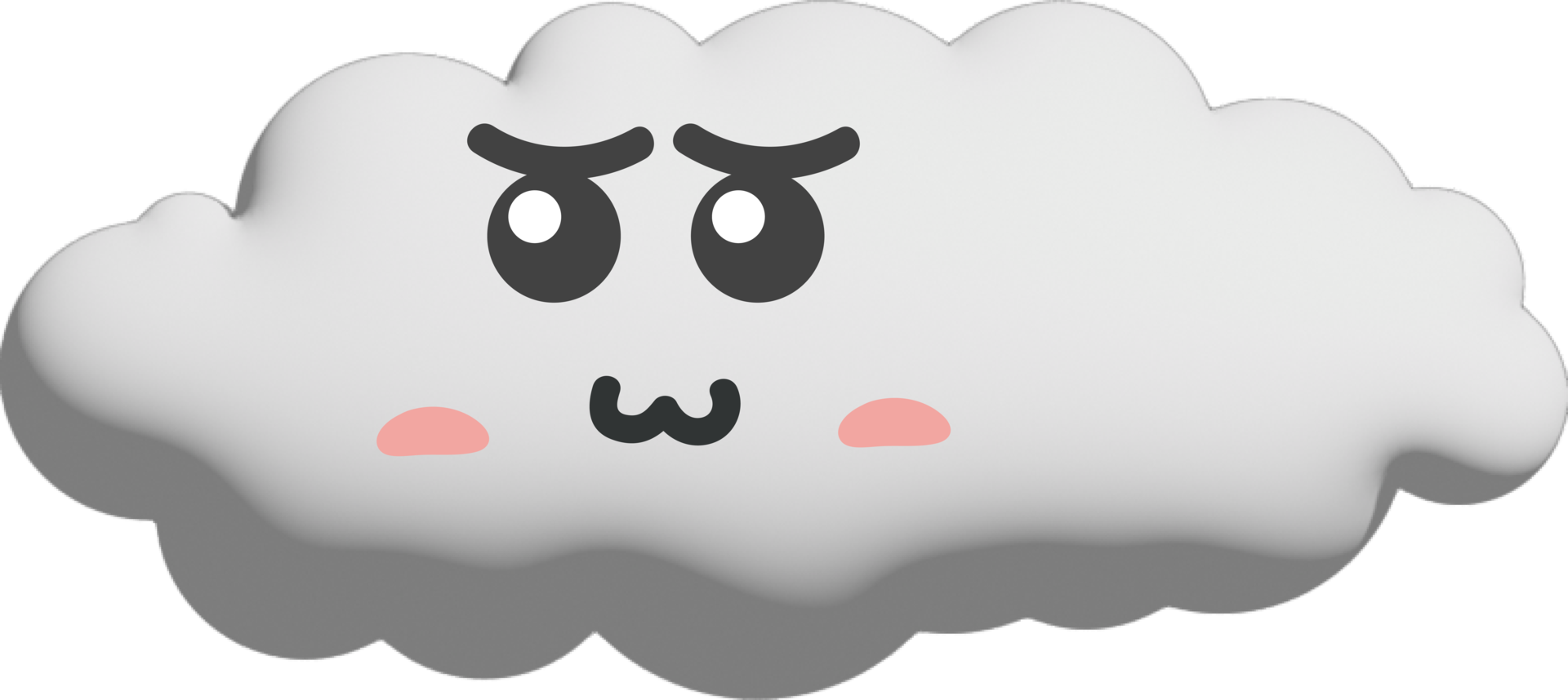 White cloud cartoon character crop-out png