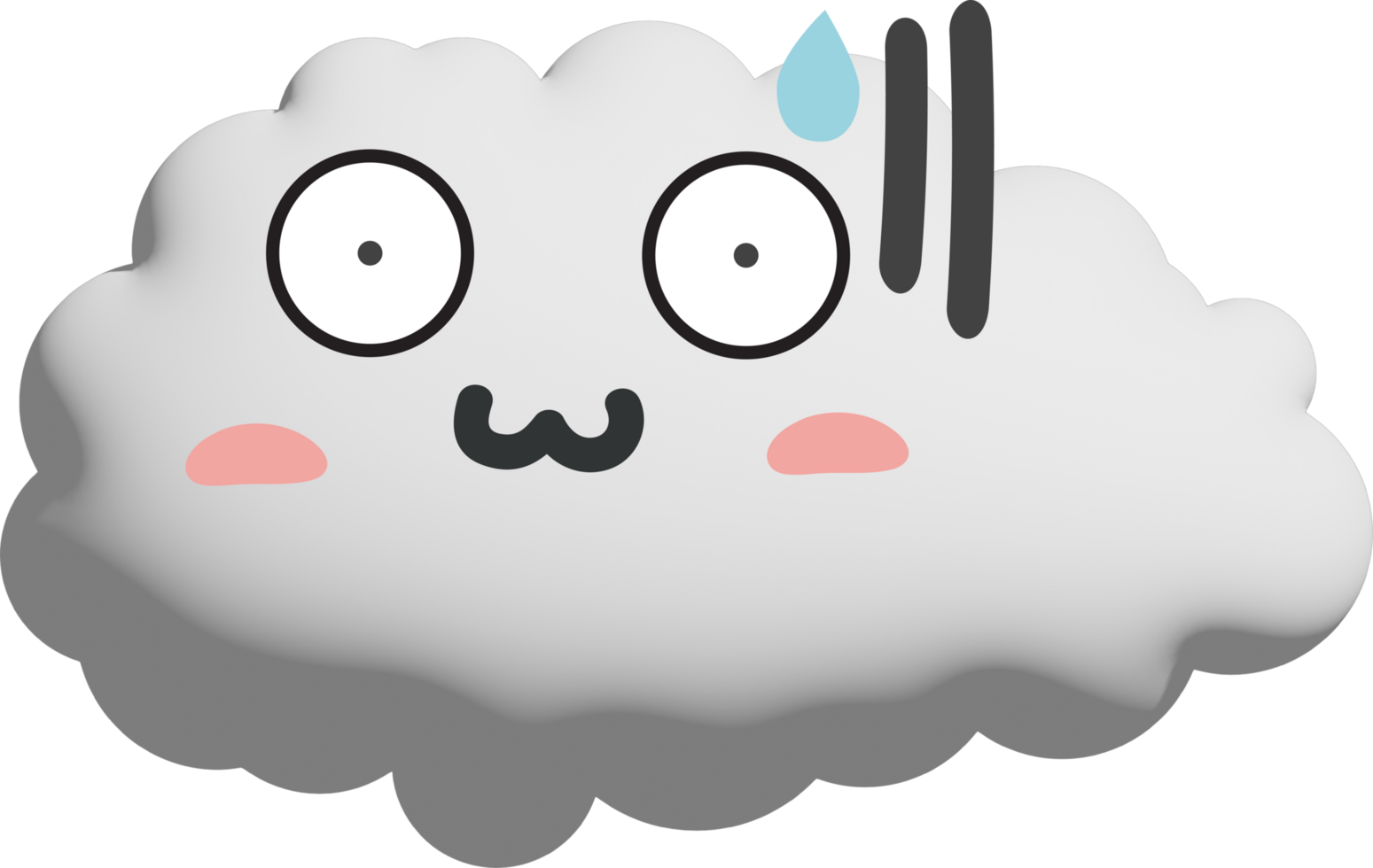 White cloud cartoon character crop-out png