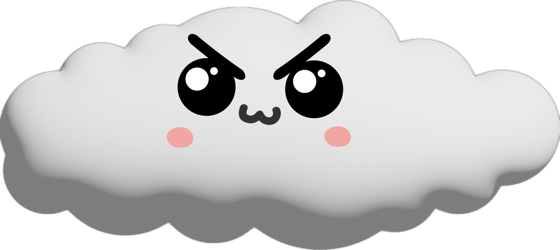 White cloud cartoon character crop-out png