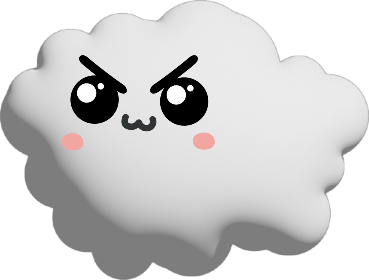 White cloud cartoon character crop-out png