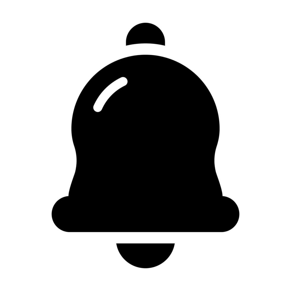 icono de campana de glifo sobre fondo blanco vector