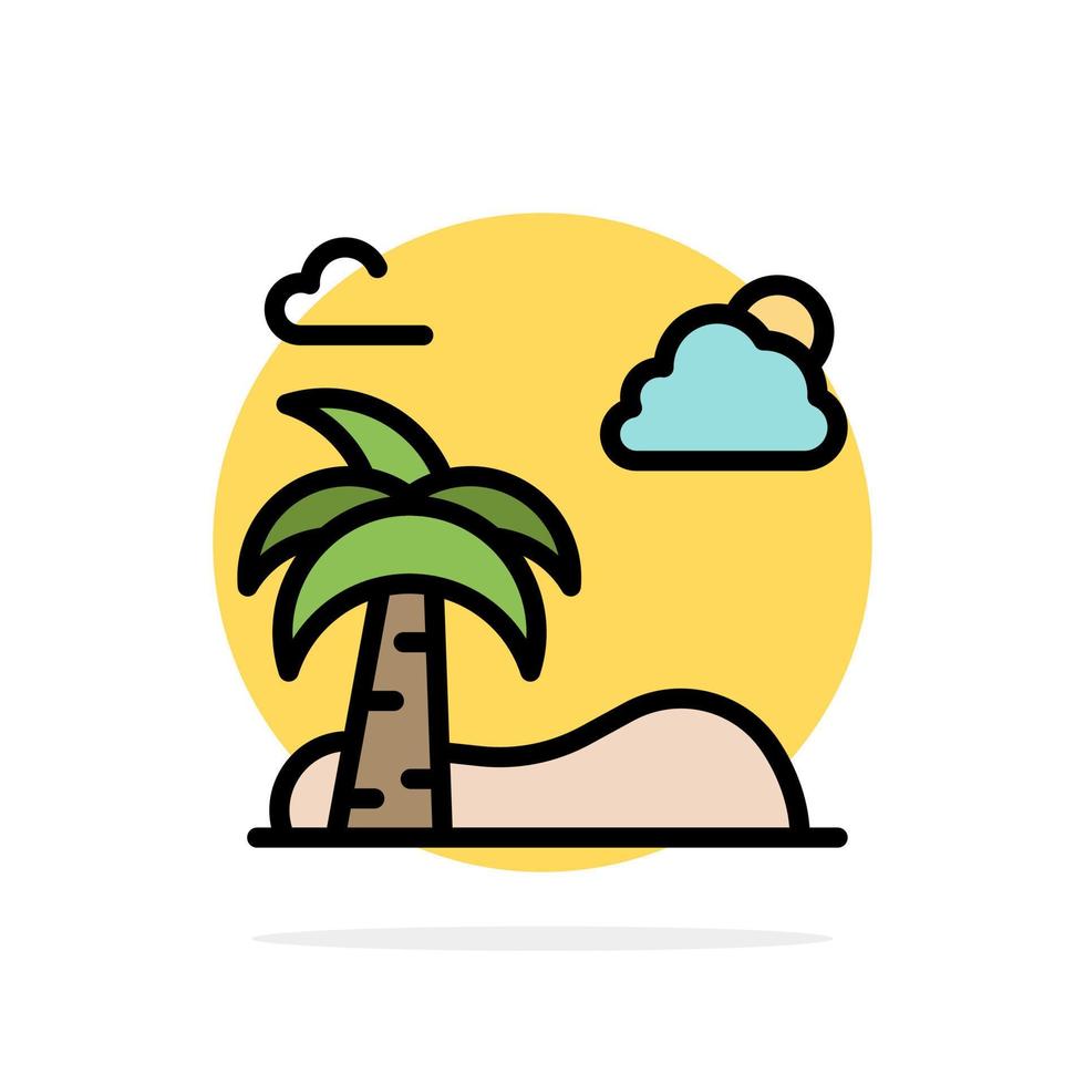 Beach Palm Tree Spring Abstract Circle Background Flat color Icon vector