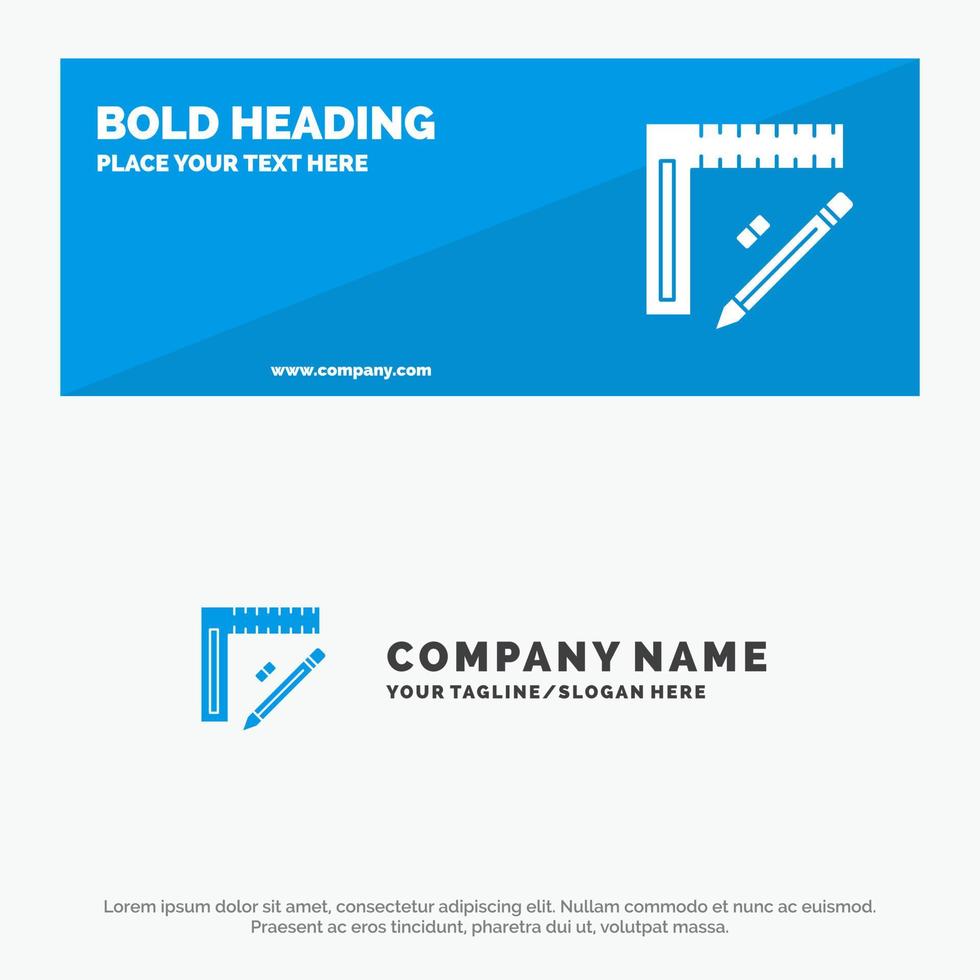 Ruler Construction Pencil Repair Design SOlid Icon Website Banner and Business Logo Template vector