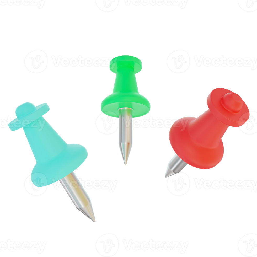 Push pins for office icon 3D illustration png