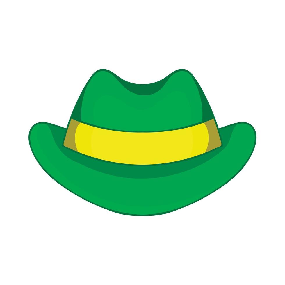 icono de sombrero verde, estilo de dibujos animados vector