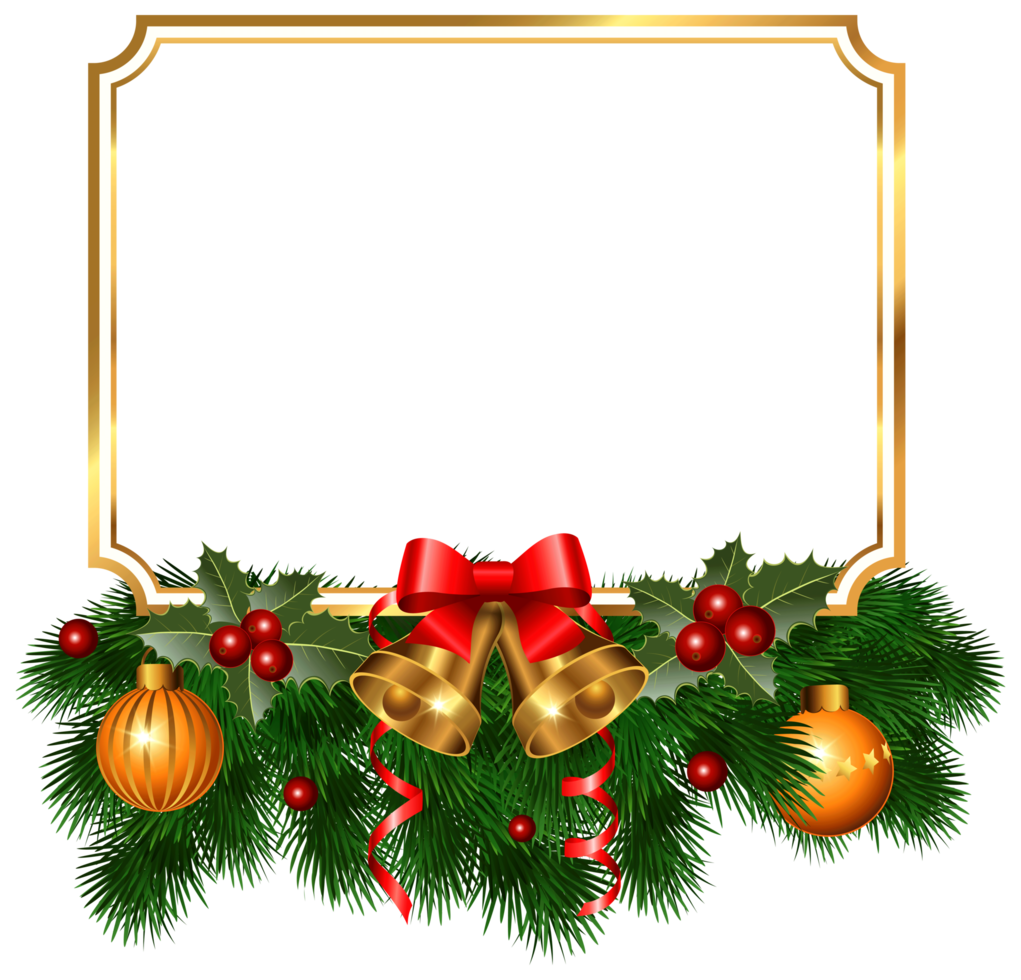 moldura de natal, árvore de natal enfeite de natal borda dourada de natal, decoração, decoração, cartão de natal. png