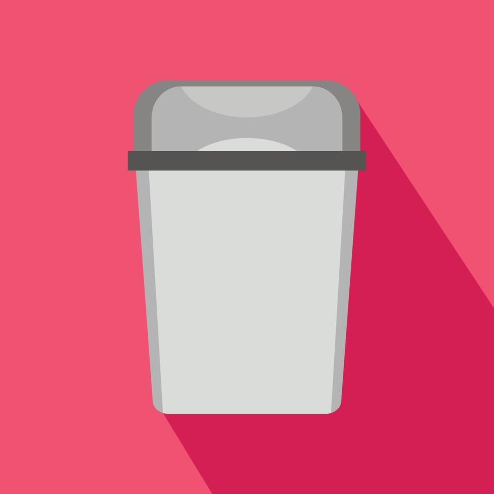 Gray trash can icon, flat style vector