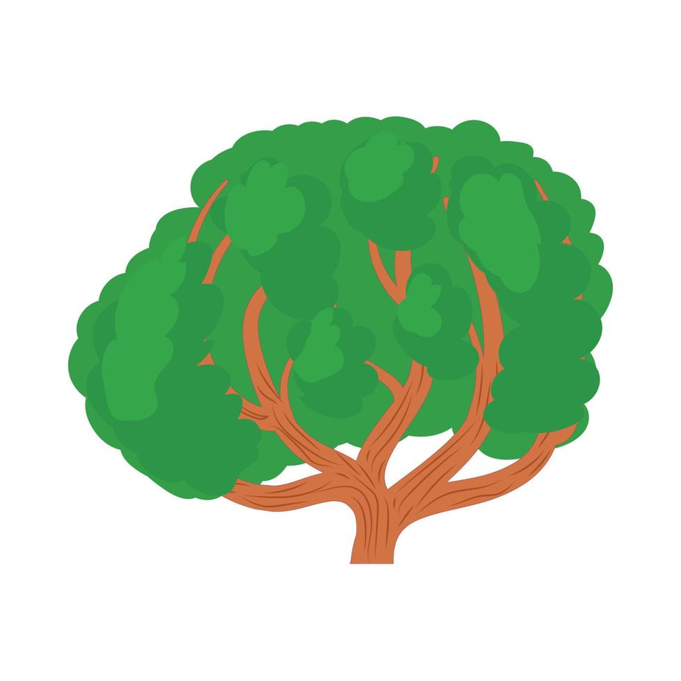 gran icono de árbol verde en estilo de dibujos animados vector