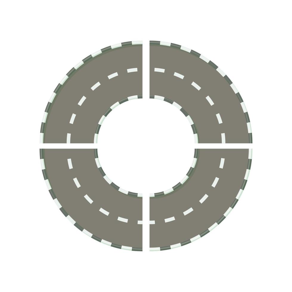 Asphalted road circle icon, cartoon style vector
