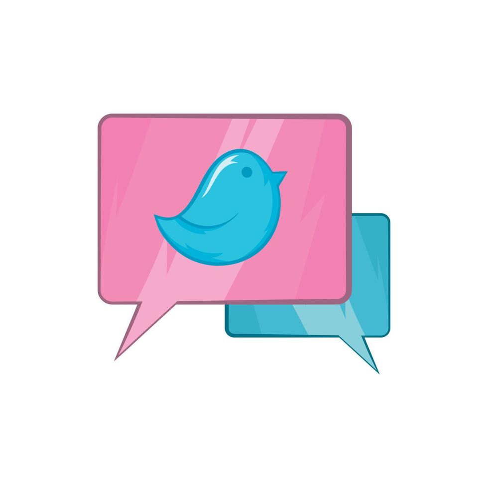 Bird on a speech bubble icon, cartoon style vector