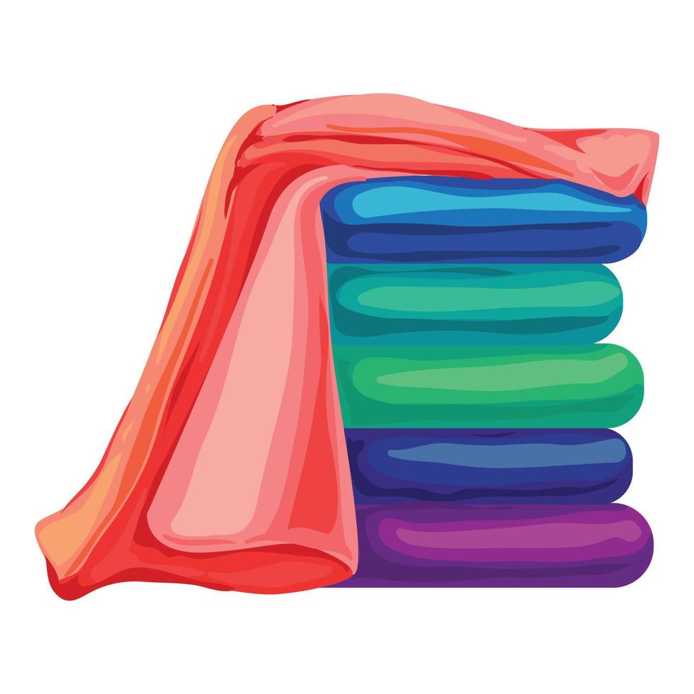 Beach towel stack icon, cartoon style vector