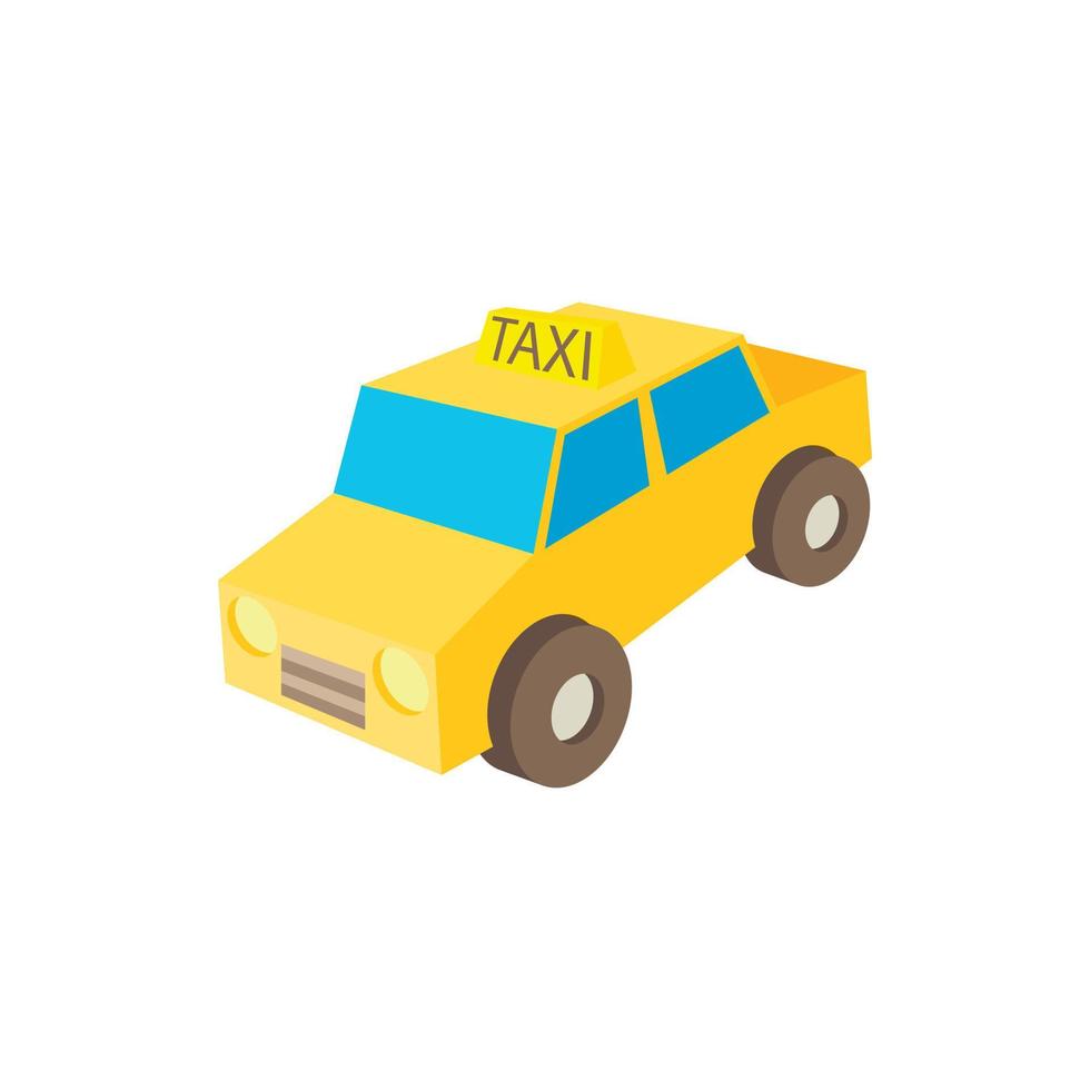 icono de coche de taxi, estilo de dibujos animados vector