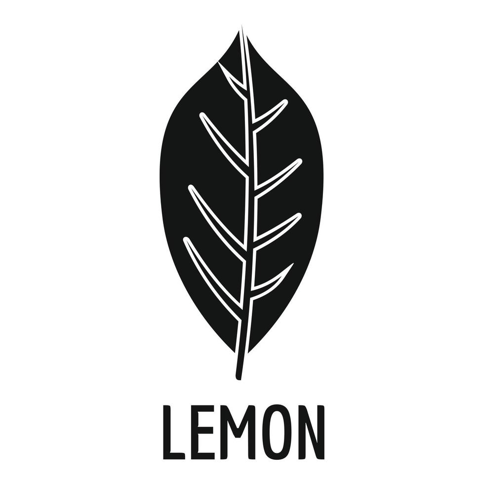 icono de hoja de limón, estilo negro simple vector