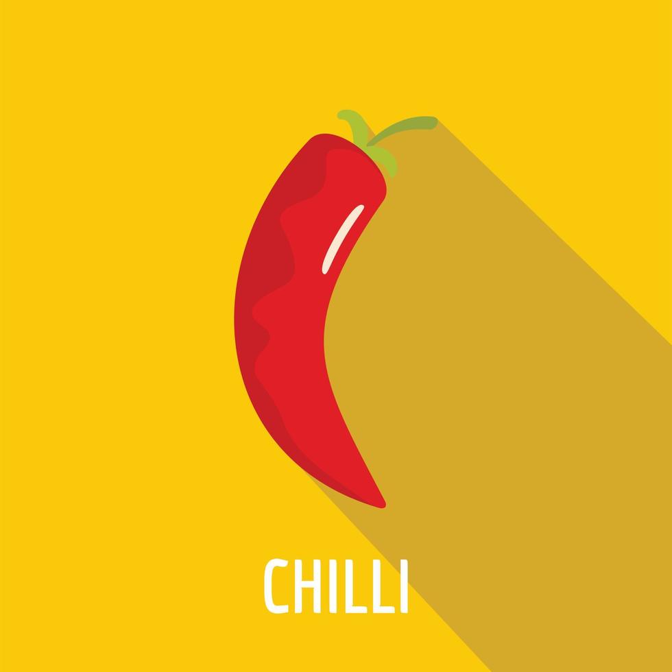 Chilli pepper icon, flat style. vector