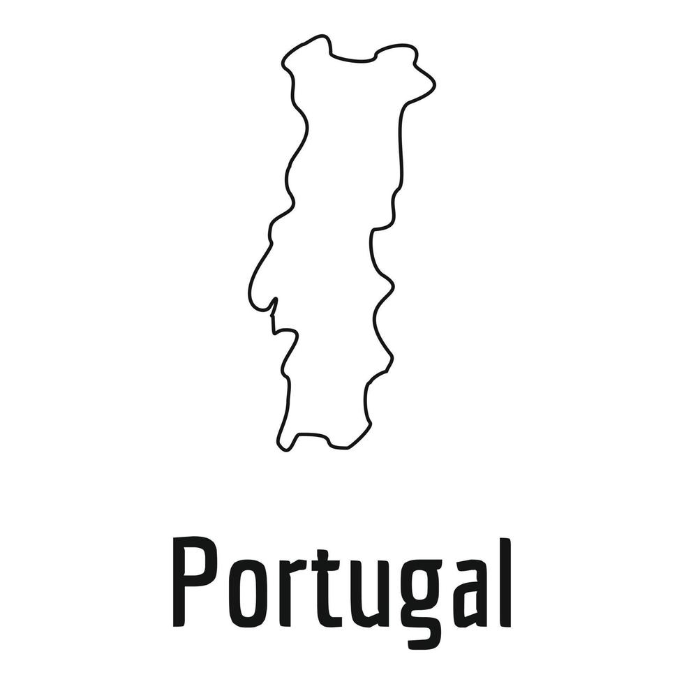 portugal mapa línea delgada vector simple