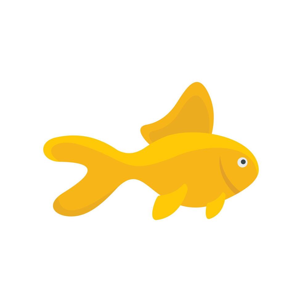 Yellow fish icon, flat style vector