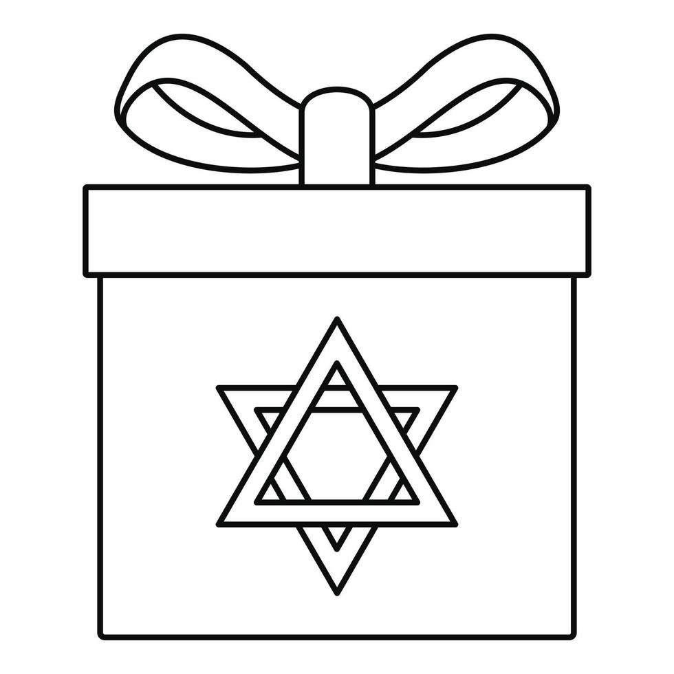 Jewish gift box icon, outline style vector