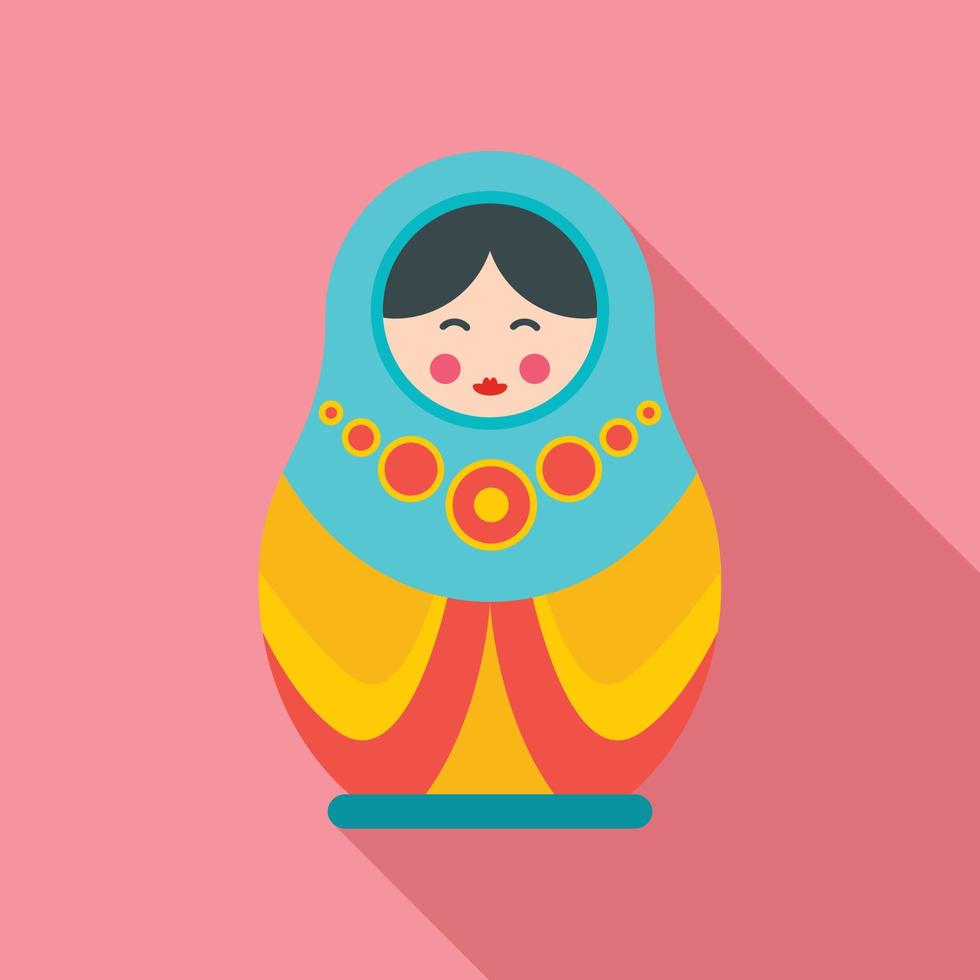 Culture nesting doll icon, flat style vector