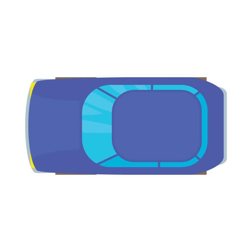 icono de vista superior del coche azul, estilo de dibujos animados vector