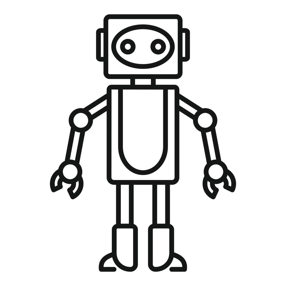 Robot toy icon, outline style vector
