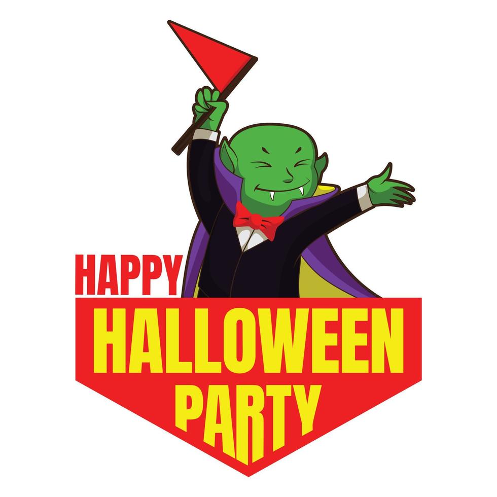 Happy halloween party logo, cartoon style vector