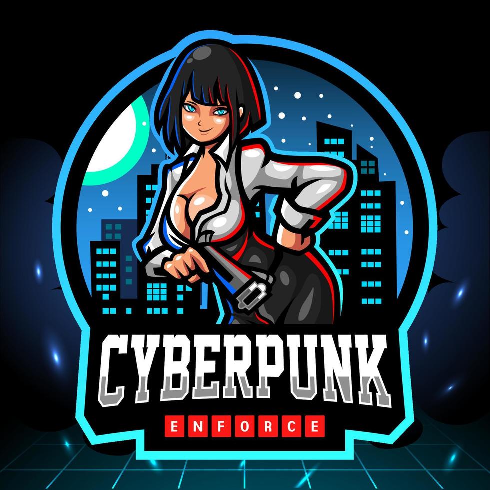 Cyberpunk mascot. esport logo design vector