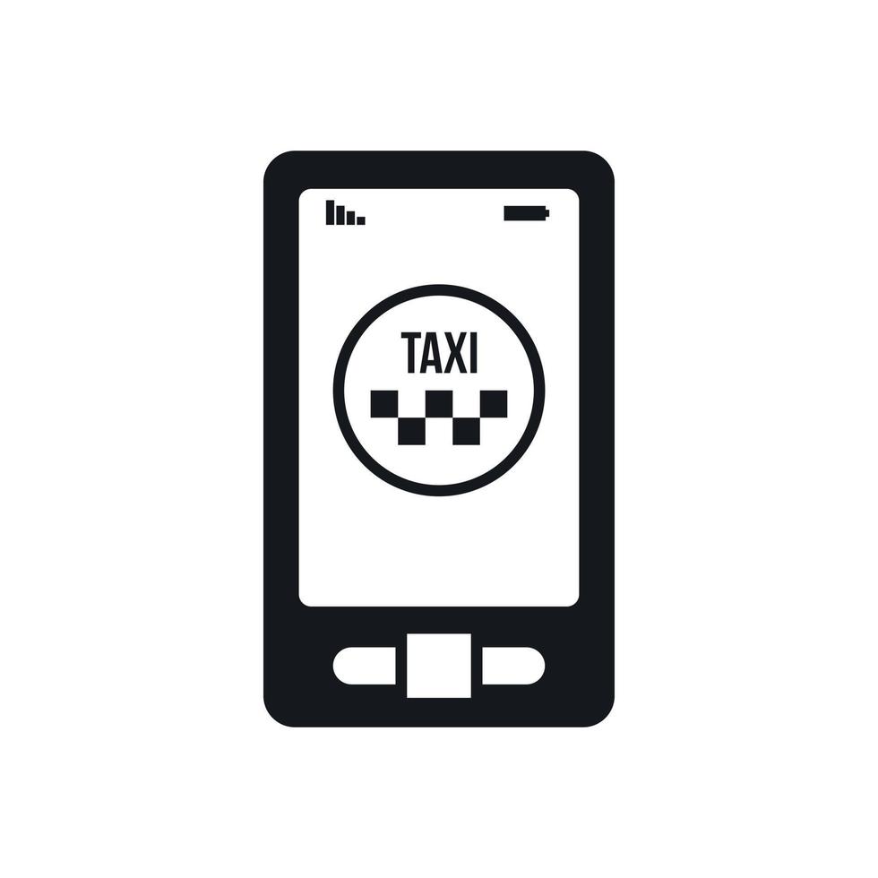 Taxi app in phone icon, simple style vector