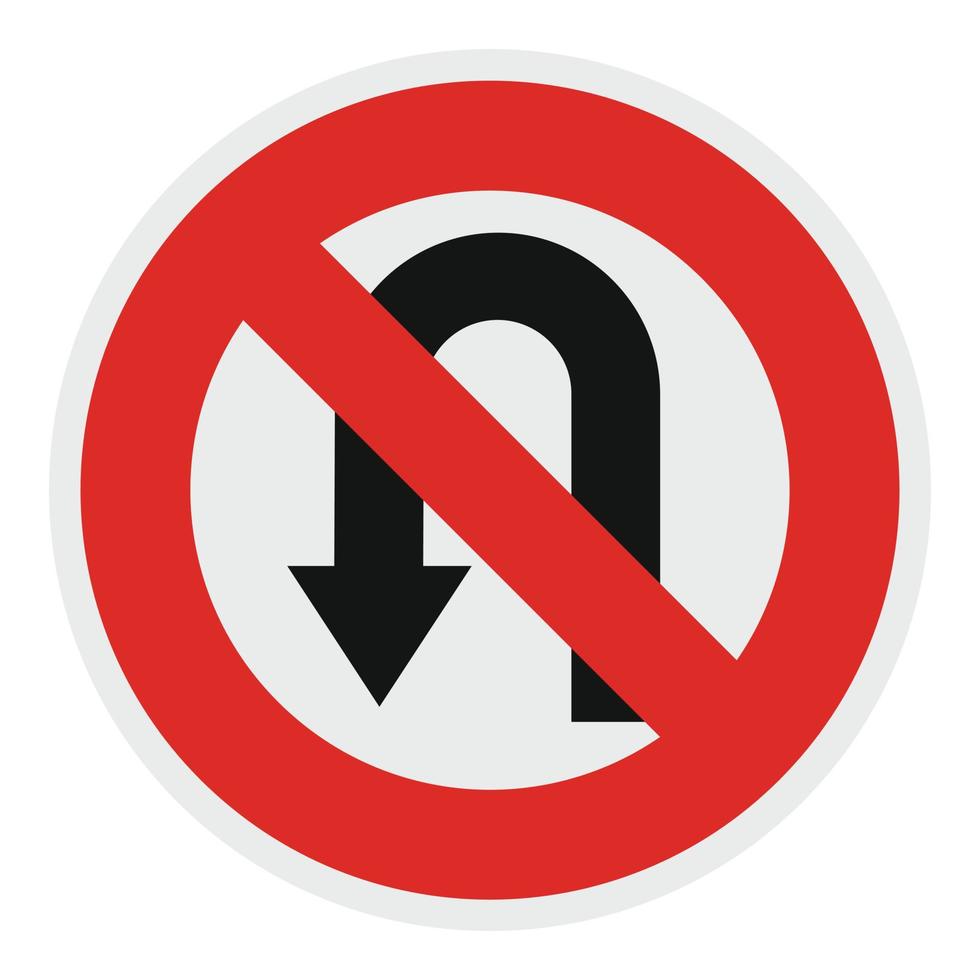 uturn icono prohibido, estilo plano. vector