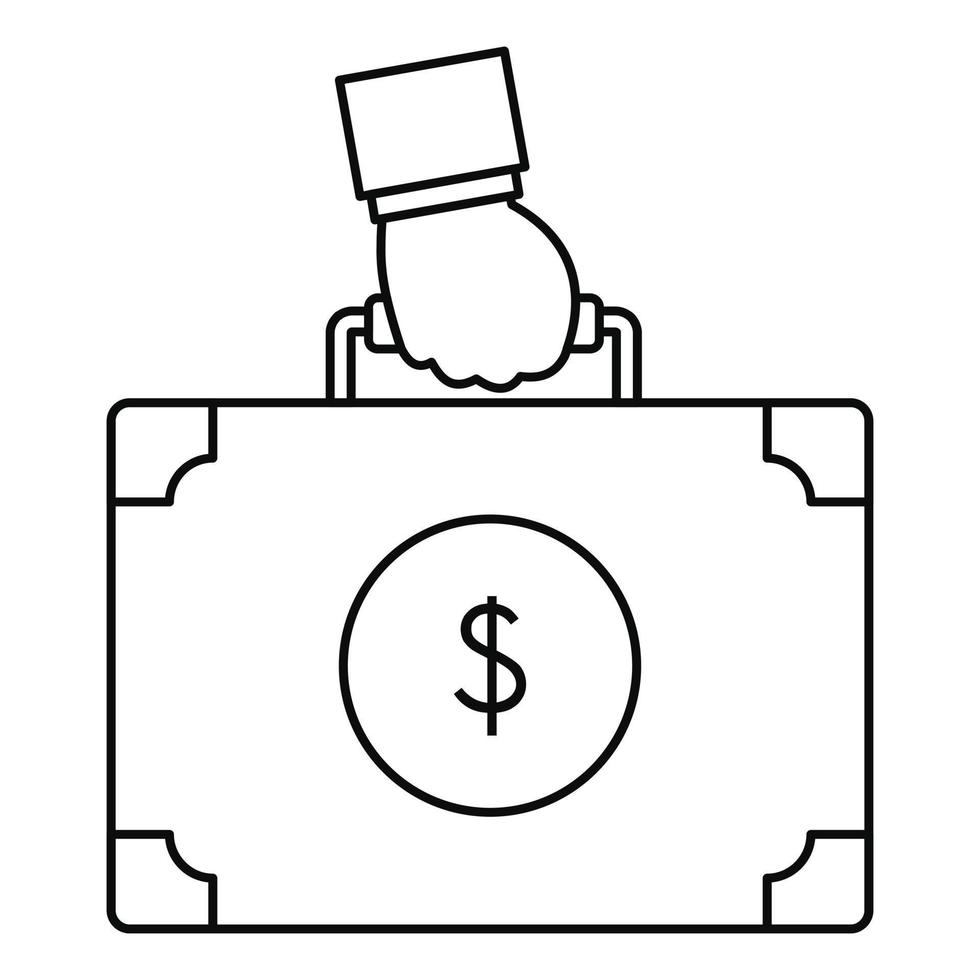 Corruption money suitcase icon, outline style vector