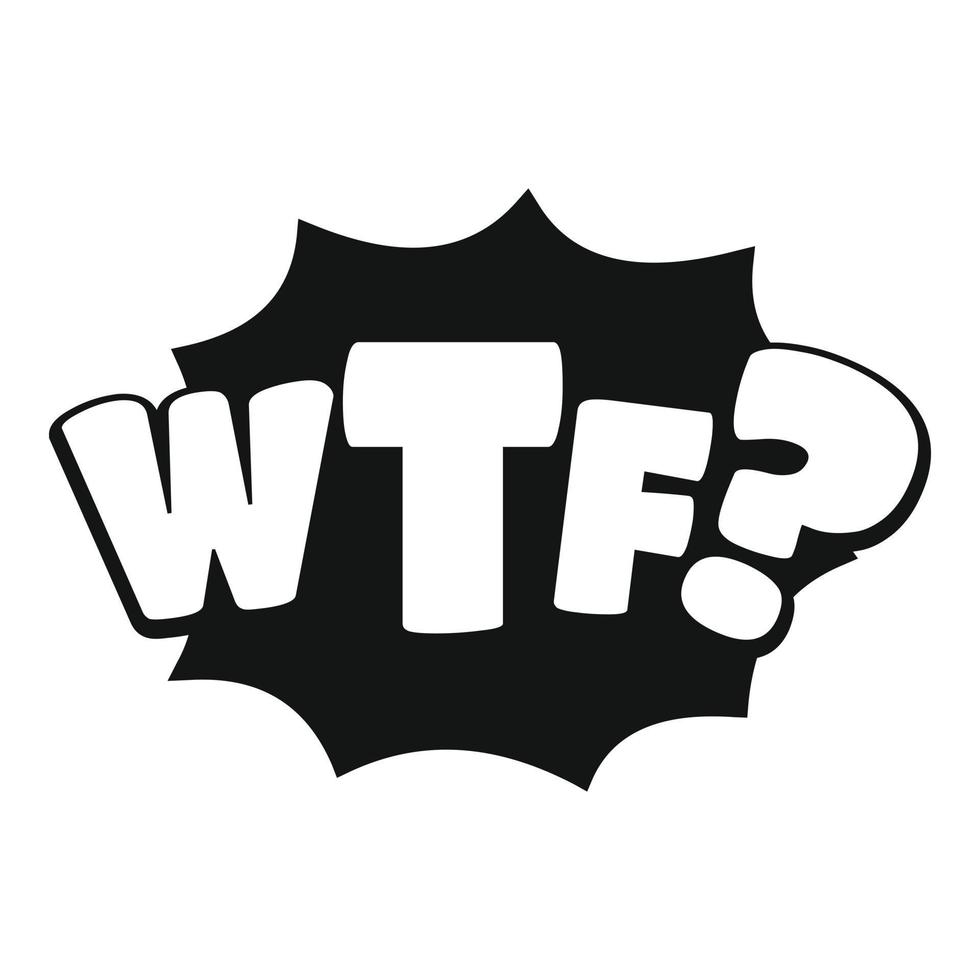 comic boom wtf icono, estilo negro simple vector