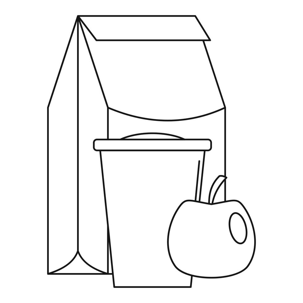 Lunch apple pack icon, outline style vector