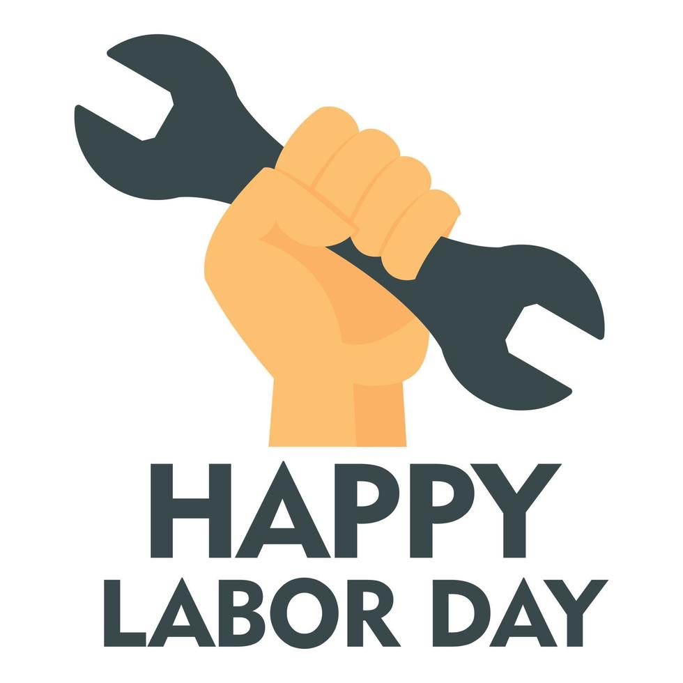 Happy labor day key in hand logo icon, flat style vector
