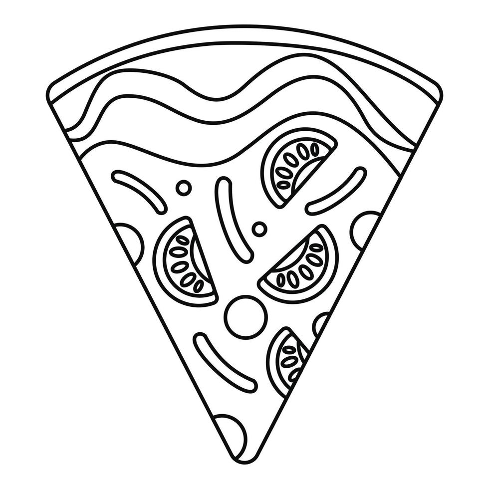 icono de rebanada de pizza mozzarella, estilo de esquema vector