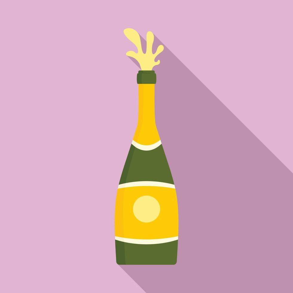 Splash champagne bottle icon, flat style vector