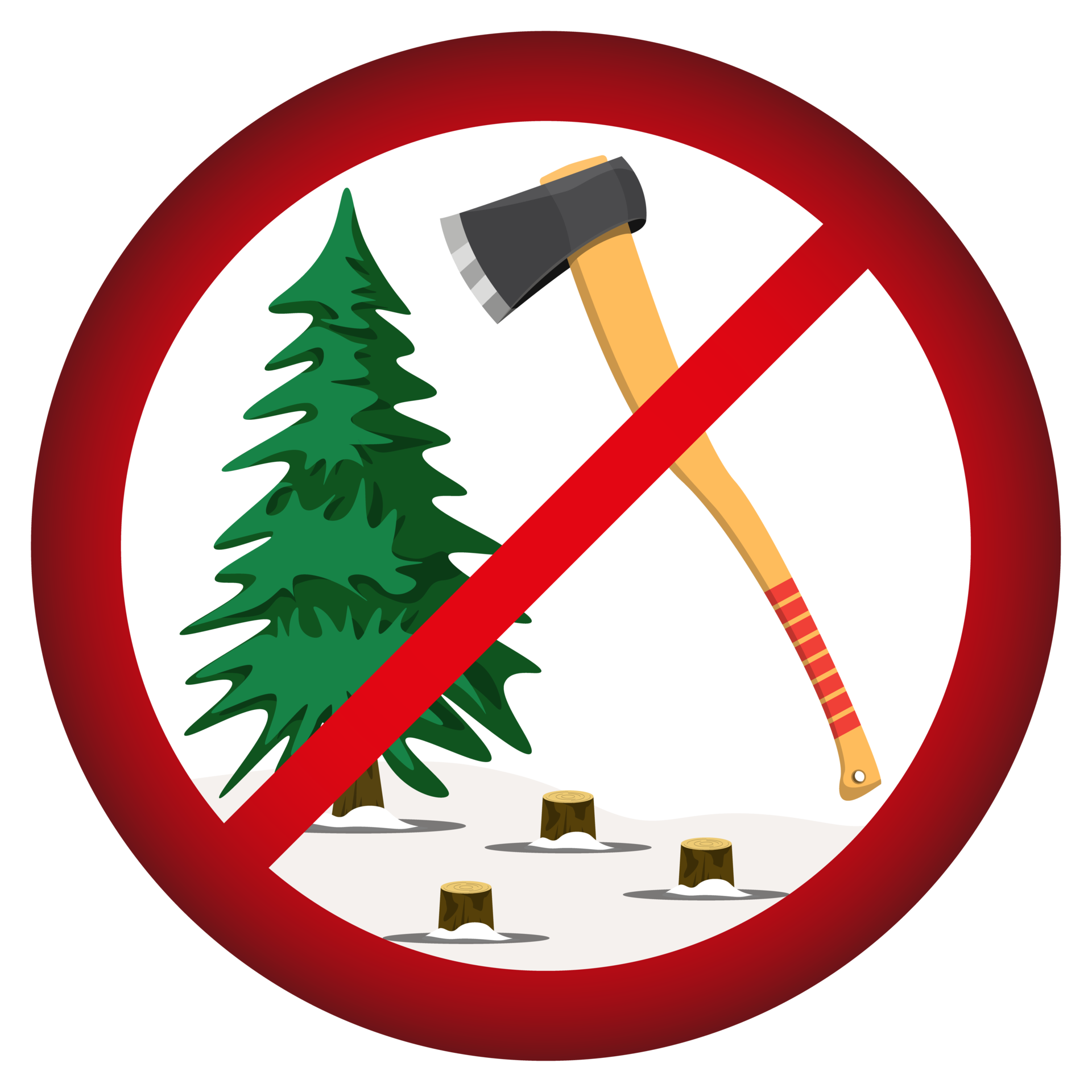 firmar en estilo realista. Deja de talar árboles vivos para Navidad