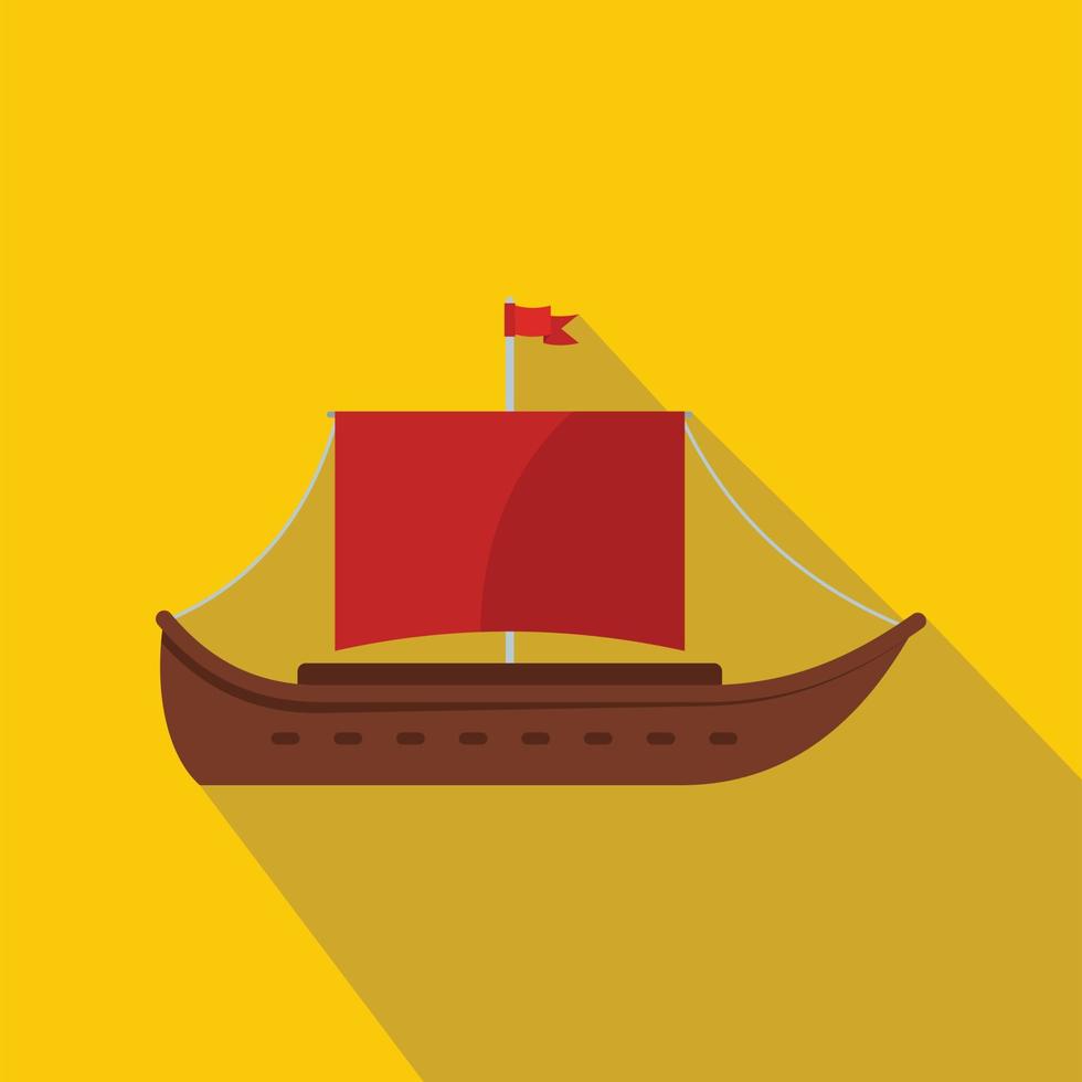 Ship ancient icon, flat style vector